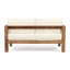 Table basse en bois et bois, siège à eau, lattes à dossier ouvert classique, brun beige et table avec coussins confortables et imperméables