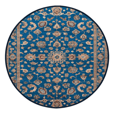 Tapis bleu Tabriz lavable à la machine