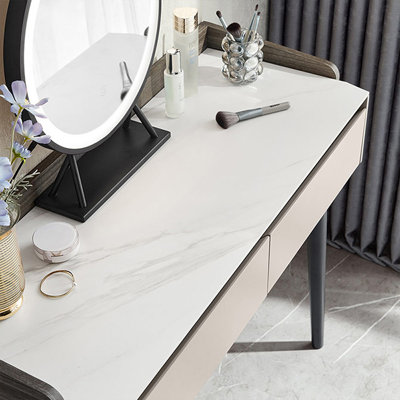 Coiffeuse de maquillage avec miroir lumineux, 4 tiroirs