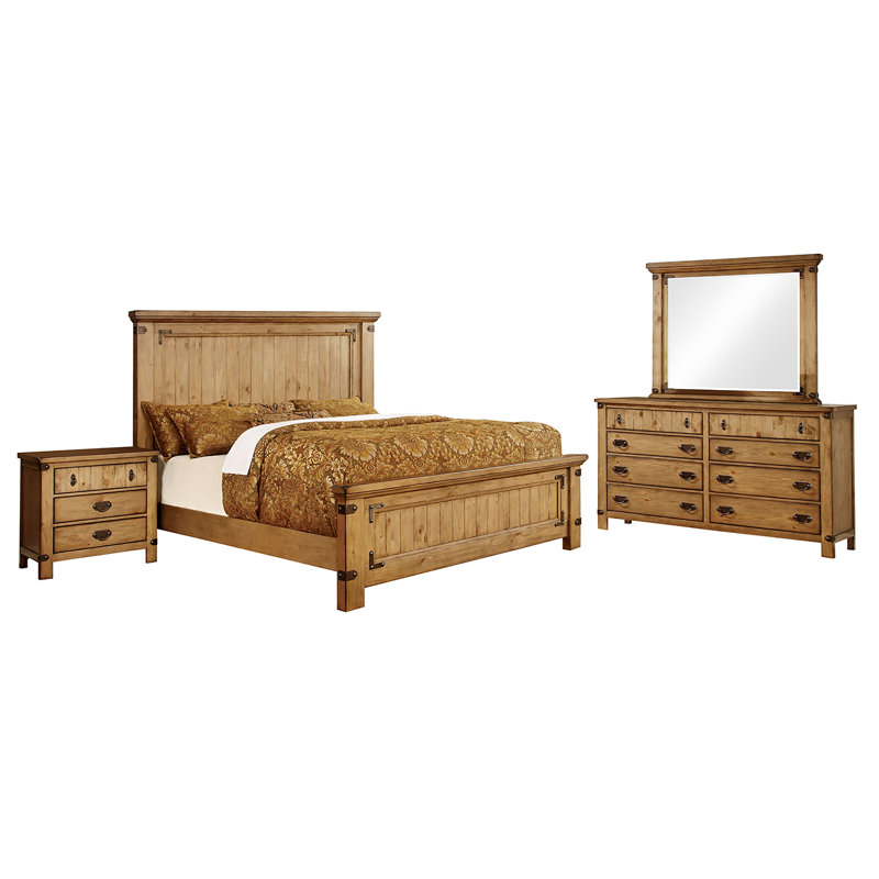 Ensemble de chambre avec très grand lit en bois 4 pièces Cedartown, Grand