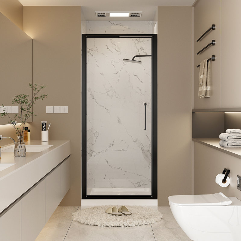 Frameless Shower Door, Pivot Shower Door, Semi-Frameless Enclosure with Easy-Clean 1/4 Inch (6mm) Glass & Rust-Resistant Hardware, 35-36" W x 72" H