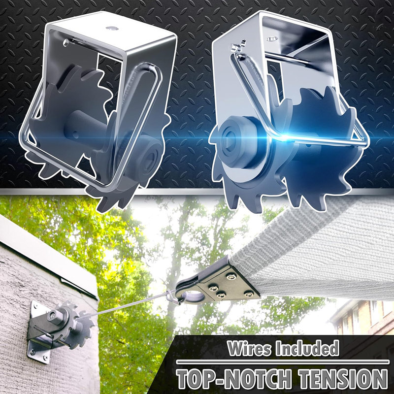 Amgo Hardware Kit Winch Set for Rectangle/Square Sun Shade Sails (Winch + Hardware Kit + Cables)