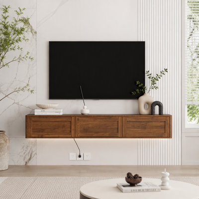 Meuble télé flottant, étagère murale avec lumières DEL