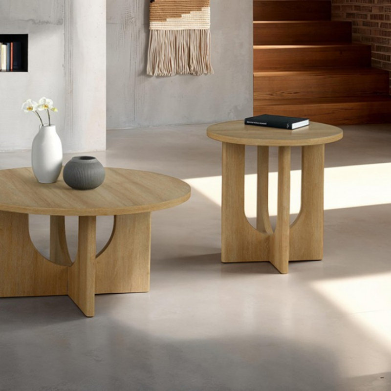 Ensemble de 3 tables basses Nolan, Naturel