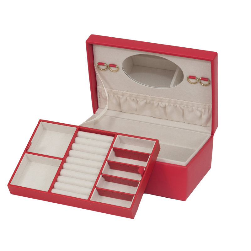 Norma Jewellery Box + Mirror, Red