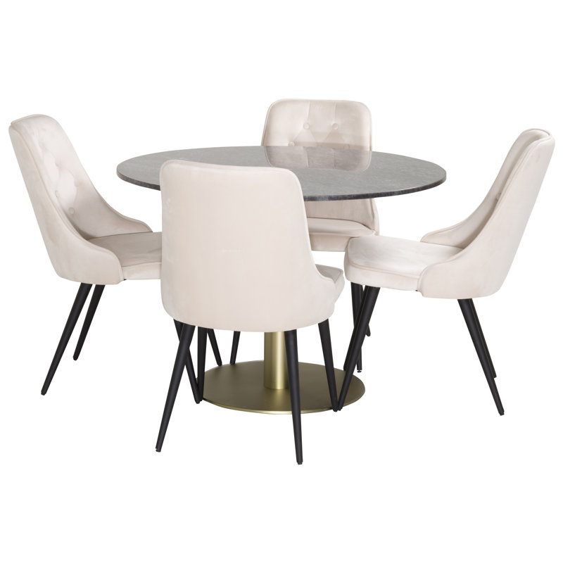 Dray 4 - Person Dining Set, Beige/Black