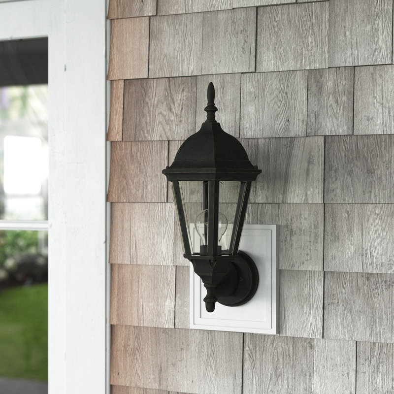Black Traditional Outdoor Wall Lantern with Clear Glass Shade