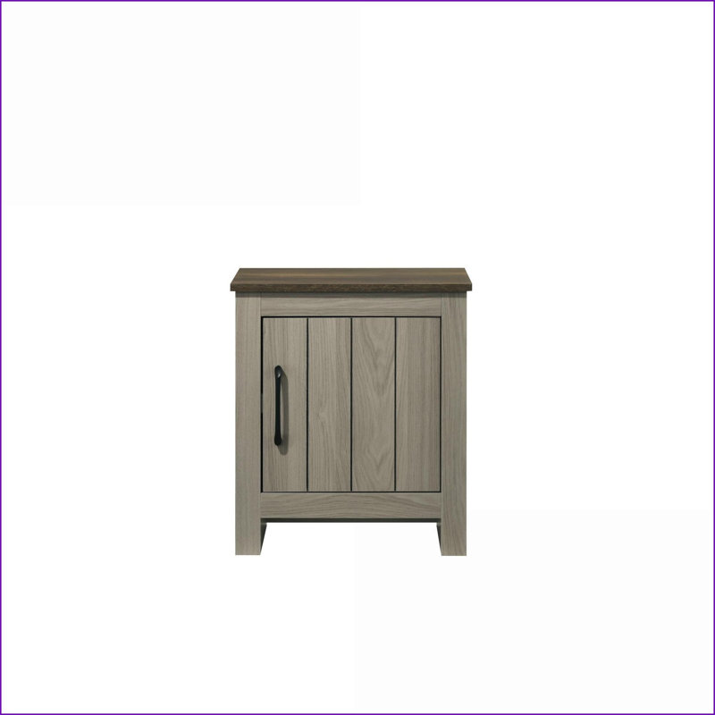 Table basse en chêne gris Nyla pour le salon, peu encombrante avec plateau en noyer Armoire de rangement