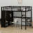 Metal Loft Bed Frame With Built-In Wardrobe, Desk And Storage Shelves-1997012849-1997012846