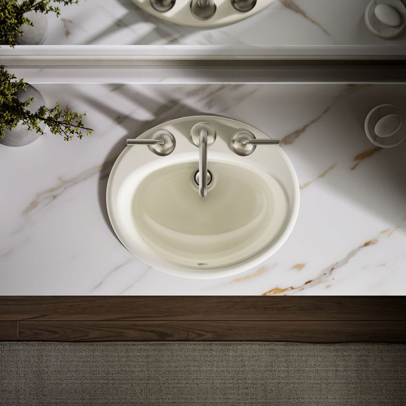 Farmington Metal Oval Drop-In Bathroom Sink with Overflow, Sandbar, 8" Center