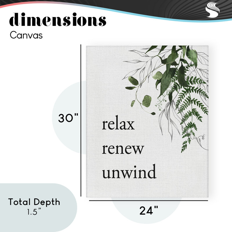 «Relax Renew Unwind» avec toile feuillage
