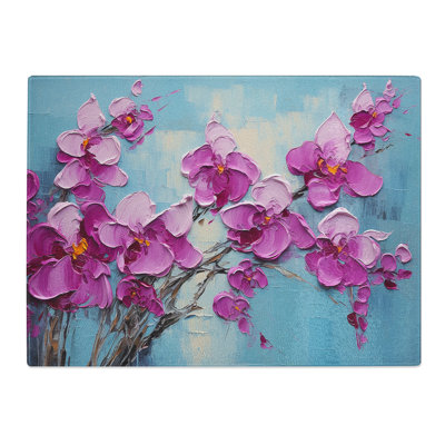 Orchid Flower Palette Knife No.2  Glass Chopping Board