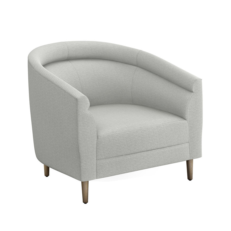 Fauteuil demi-tonneau Capri, Fresque 100% polyester, Gris glacé