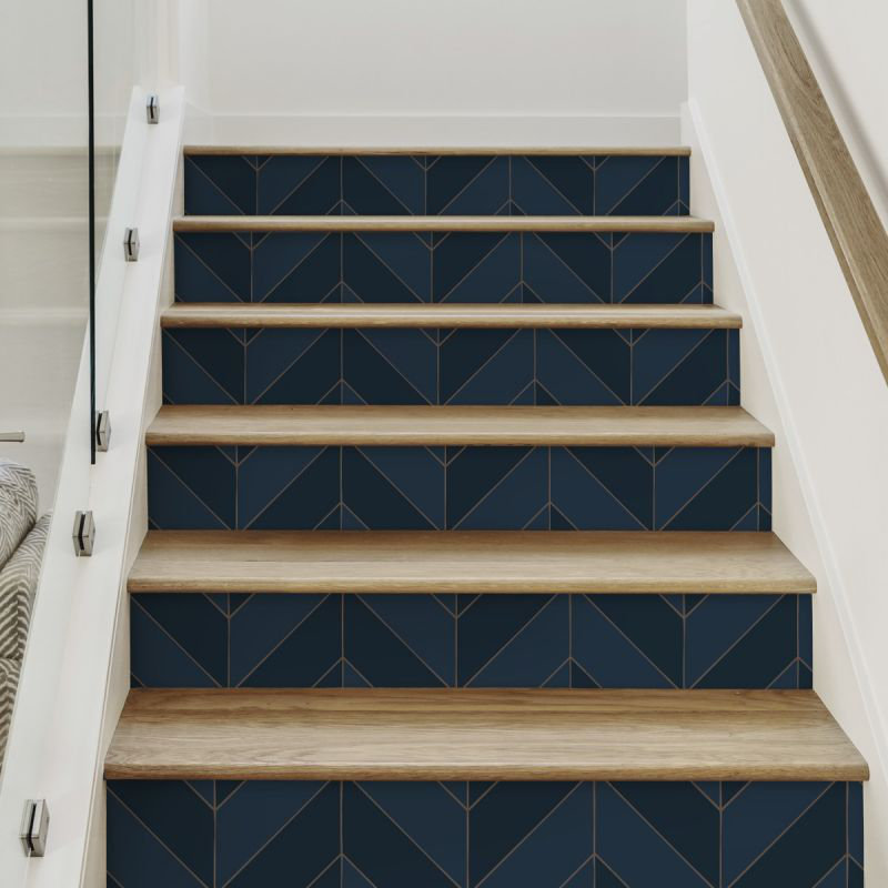 Adhésif décoratif, H 6 po x l 48 po, Bleu marine