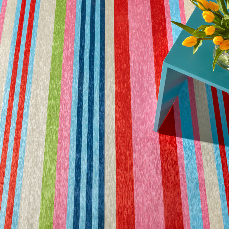 Beach Stripe Multi Machine Washable Rug, Rectangle 7'6" x 9'6"