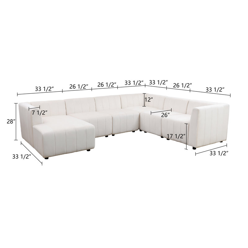 Canapé modulaire 6 pièces Johnnisha, Accoudoir à droite (vu de face)