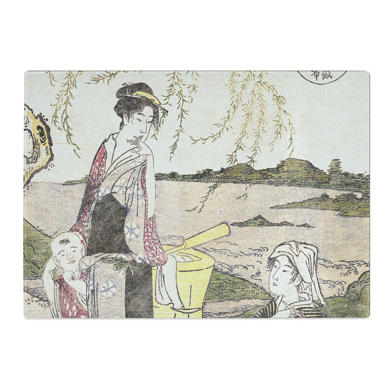 Tempered Glass Chofu No Tamagawa by Utagawa Toyokuni Chopping Board, 28.5 cm x 20 cm