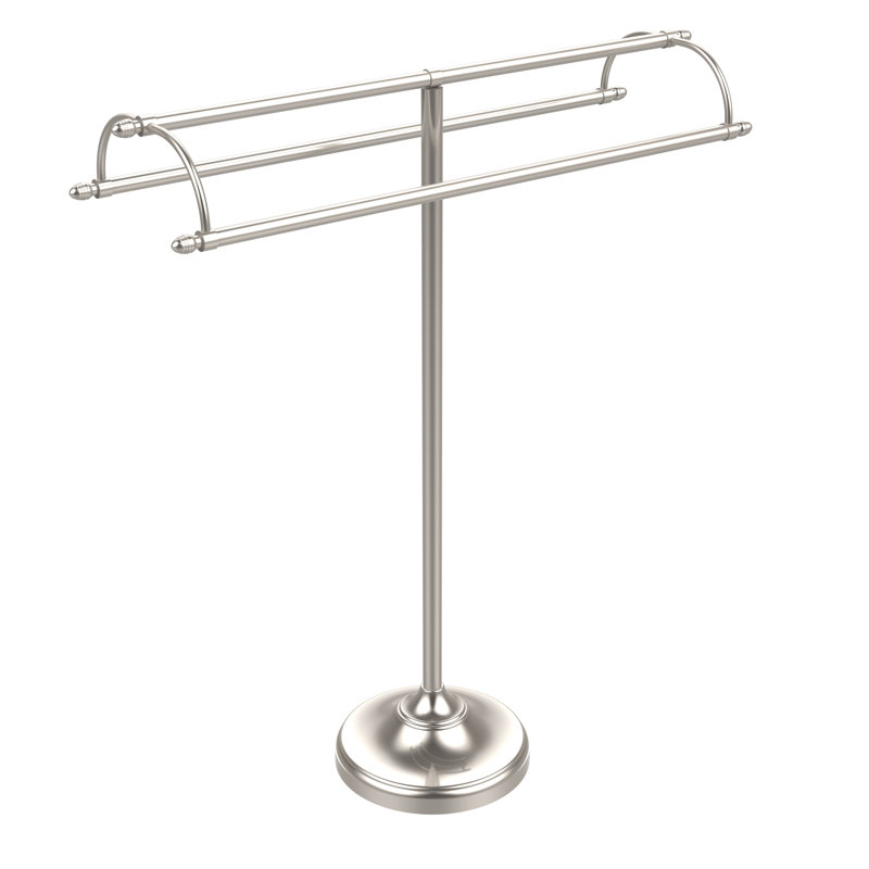 Porte-serviettes sur pied à double accoudoirs, Nickel satiné