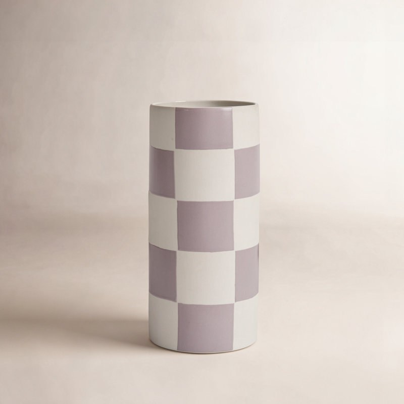 Perseus Checkerboard Vase 5"x 12", 8" H x 4" W x 4" D