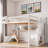 Wooden Loft Bed With Wardrobe, Overhead Shelves And Storage Shelves-818470287