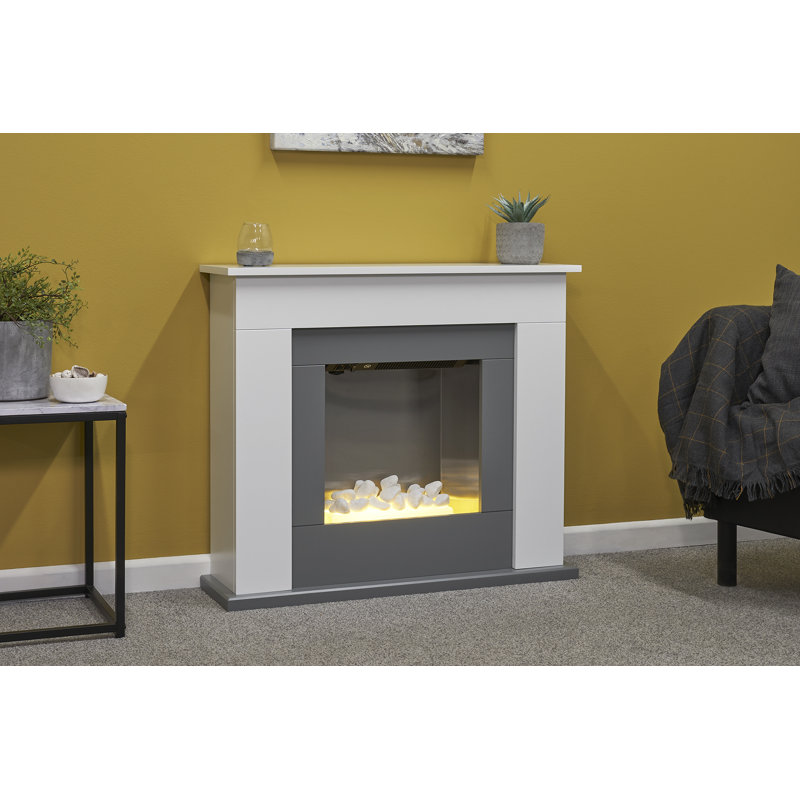 Adam 82.5cm W Electric Fireplace with 6824 BTU, White/Grey