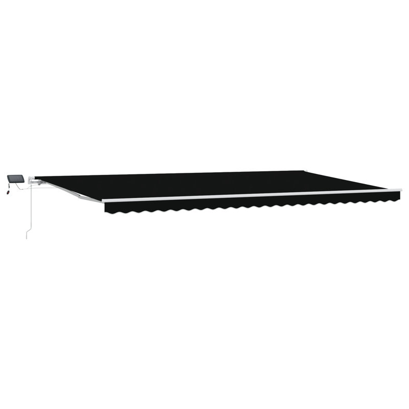 Brayden Studio Retractable Patio Awning, 600 cm W x 350 cm D, Black