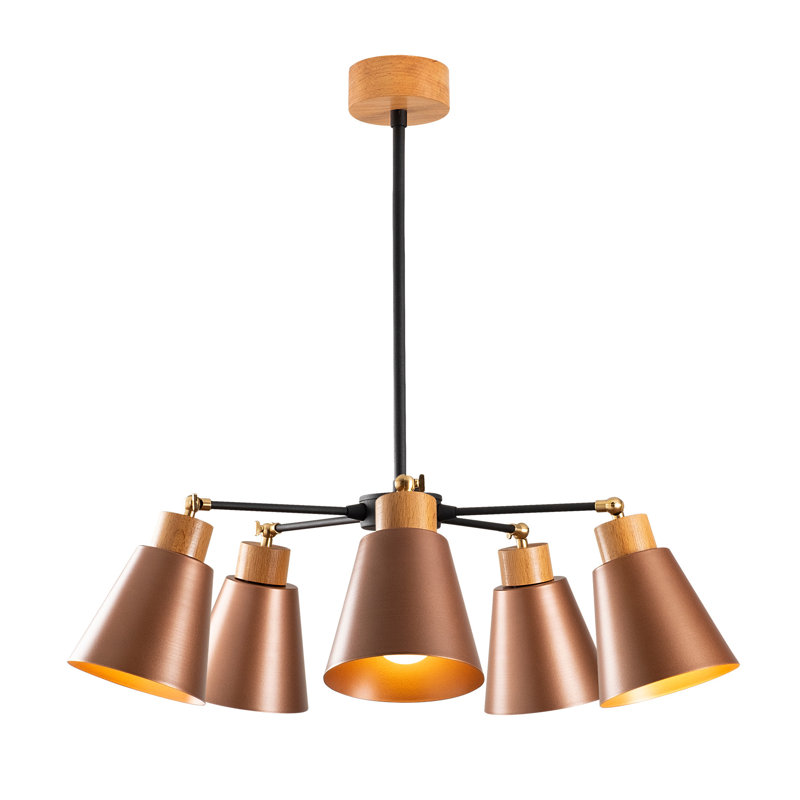 Luminaire suspendu conique à 5 lumières Seren, Cuivre