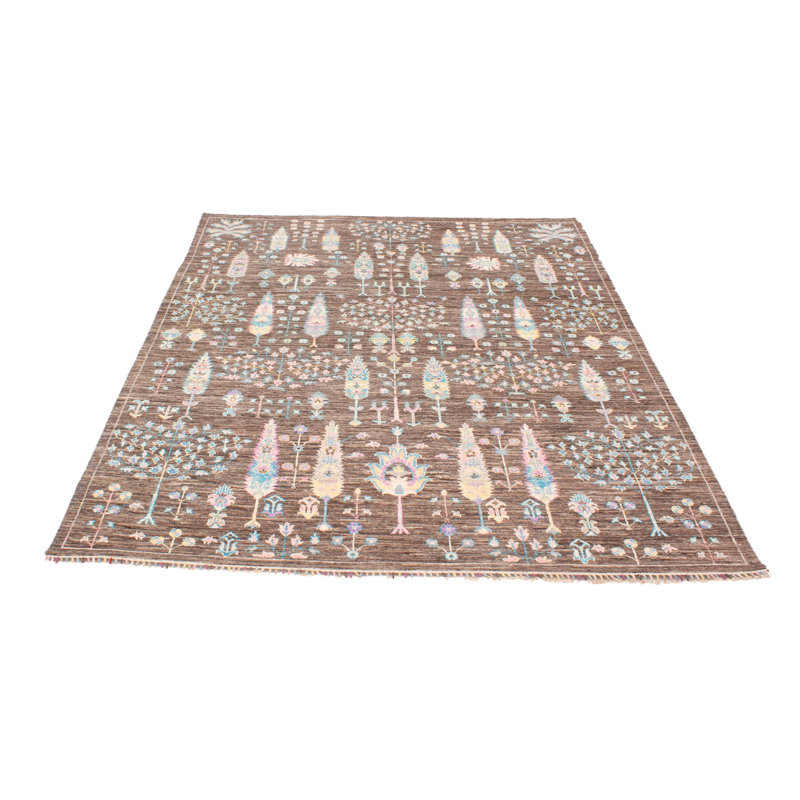 Tapis brun foncé moderne Ersari 8 pi 0 po x 9 pi 11 po
