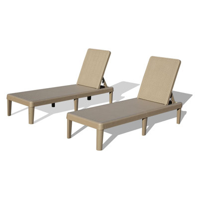 Ensemble de 2 chaises longues d'extérieur, chaises de piscine réglables en résine pour patio et terrasse