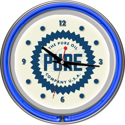 Pure Oil Wordmark Glass Wall Clock