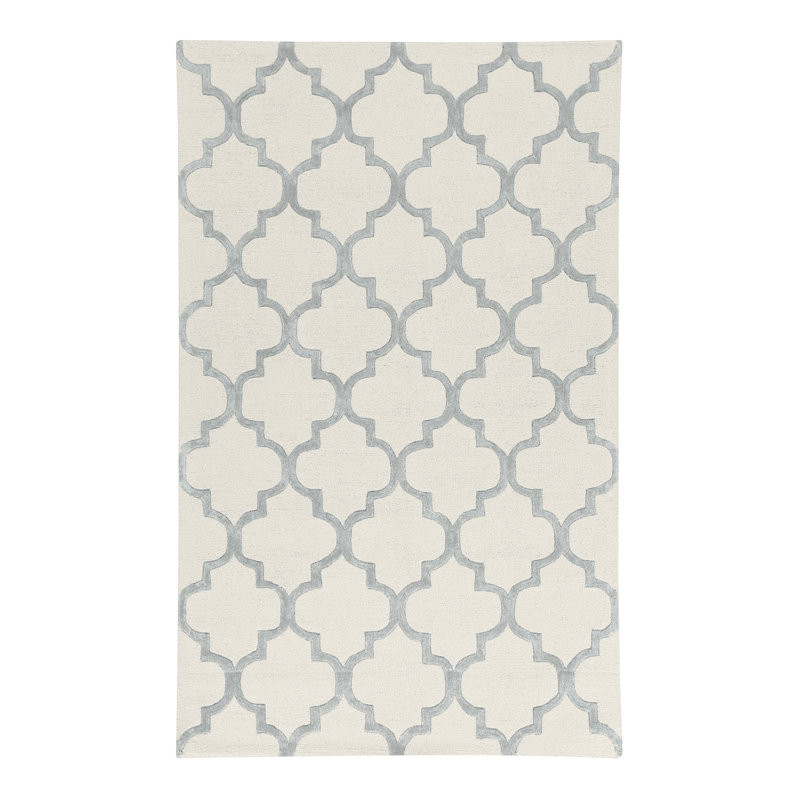 Loyers Geometric Wool Hand Woven Area Rug, Rectangle 61 x 91cm
