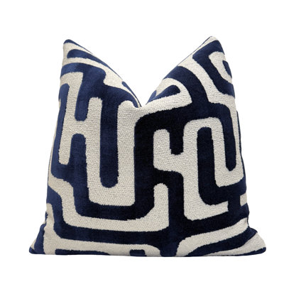 Navy Abstract Velvet Throw Pillow Cover