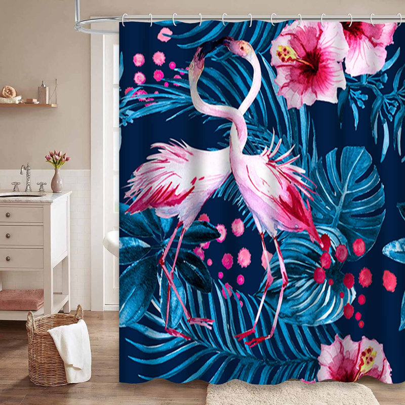 Aquarelle de flamants roses sans soudure avec 12 crochets, L 72 po x l 84 po