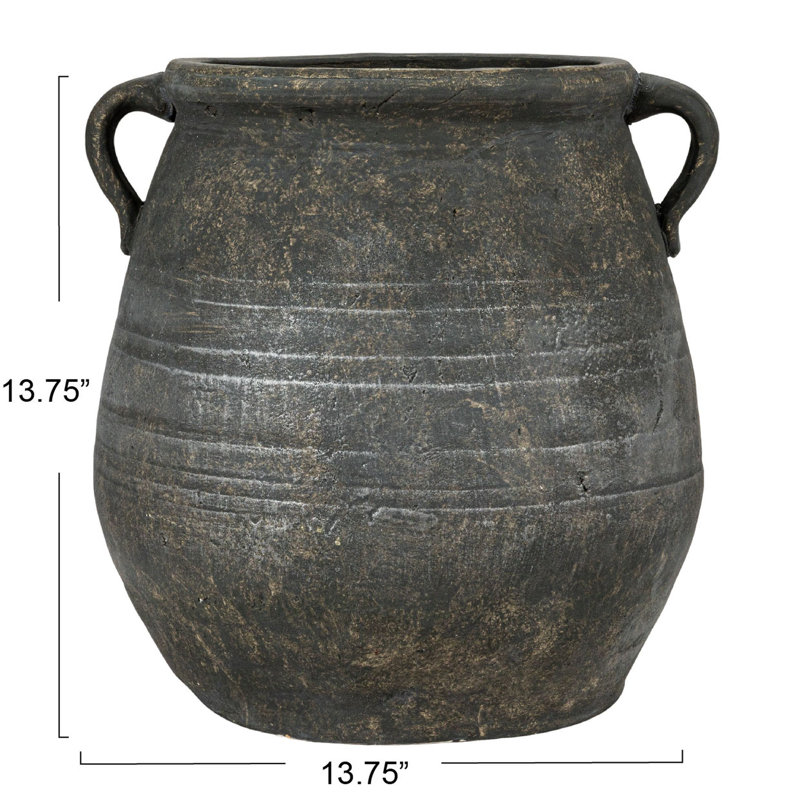 Nonie 13.75'' Terracotta Table Vase, Black