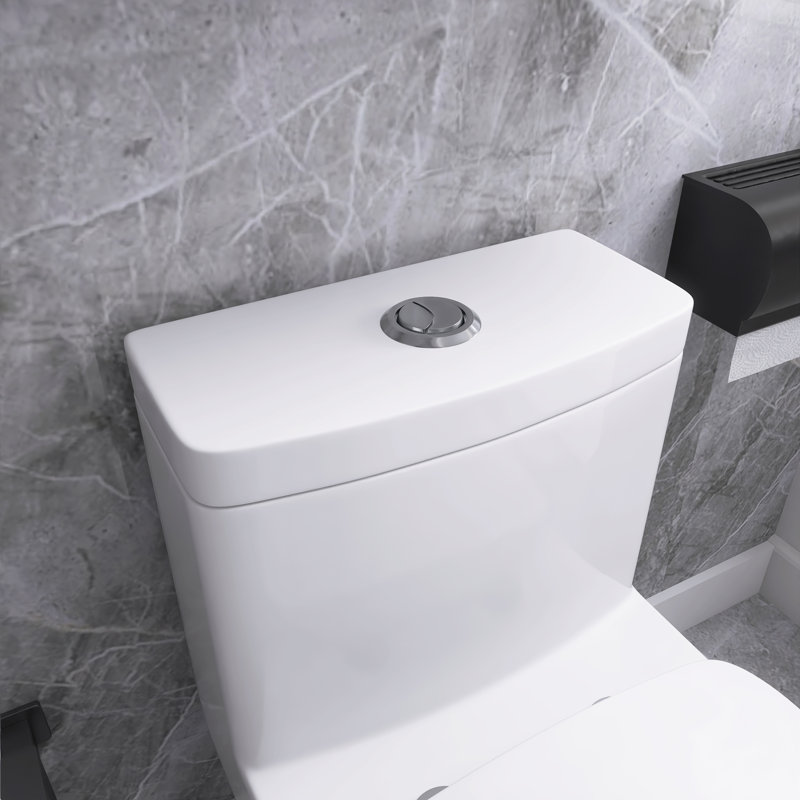 Toilette allongée 12 po à une chasse d'eau 1,6 / 1,1 GPF dans une pièce et siège blanc inclus 12 po