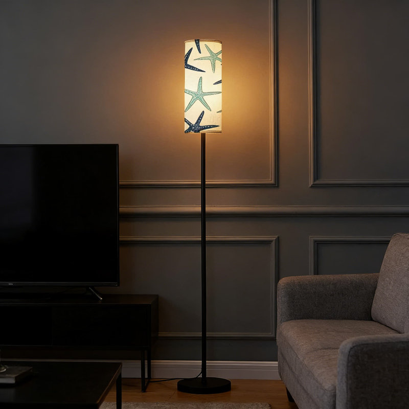Modern Floor Lamp With Remote Control And Dimmable LED Bulb - Adjustable Lighting For Living Room, Bedroom, Or Office - Space Saving Corner Design