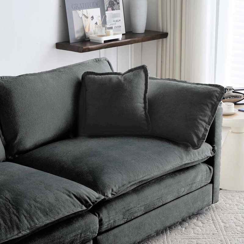 Canapé modulaire en chenille gris avec support - Relax Ease