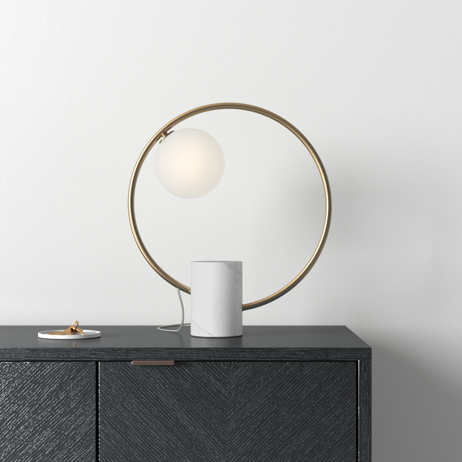 Roshena Marble Novelty Lamp, White/Gold