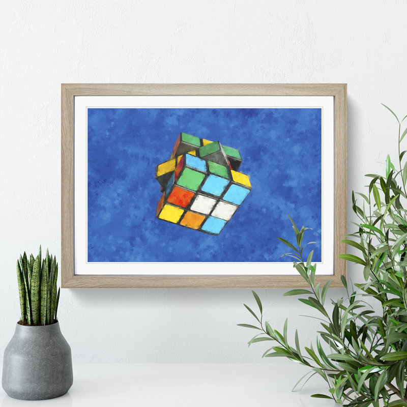 The Rubik Cube - Picture Frame Painting Print, Oak Framed, 33cm H x 45cm W x 2cm D