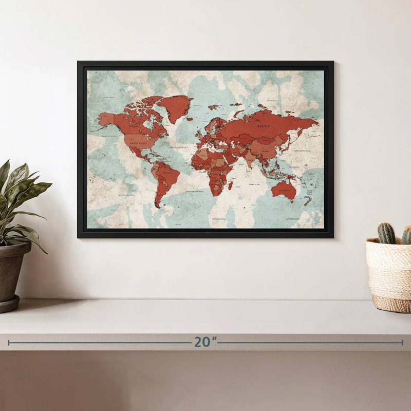 Keiri Aged World Map XII, 9" H x 13" W