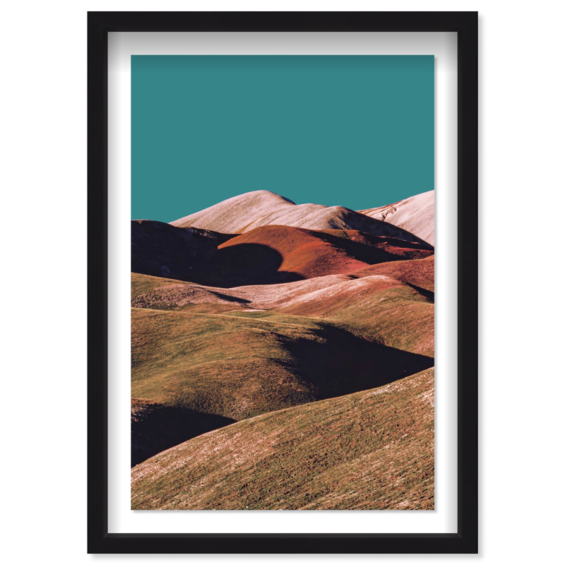 Mountains Over Turquoise Sky Print by Oliver Gal, 17.5"H x 25.5"W, Black Shadowbox