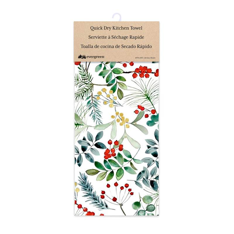 Festive Foliage Double-Sided Quick Dry Waffle Weave Kitchen Towel
