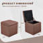 Repose-pieds carré avec rangement, couvercle et repose-pieds en lin-210684792