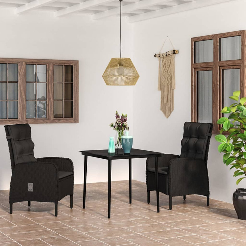Ensemble bistro 2 personnes Caitlyn-Rose, Noir, 2, H 29,1 po x l 31,5 po x P 31,5 po