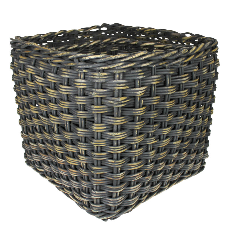 Paniers carrés, rotin, ensemble / 2, Noir, noir, noir, noir, H 20 po x l 20 po x P 17,5 po