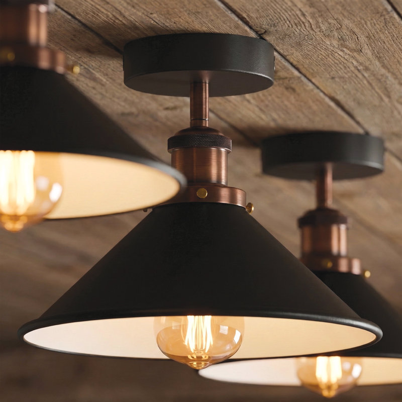 Semi Flush Mount, Black inner white