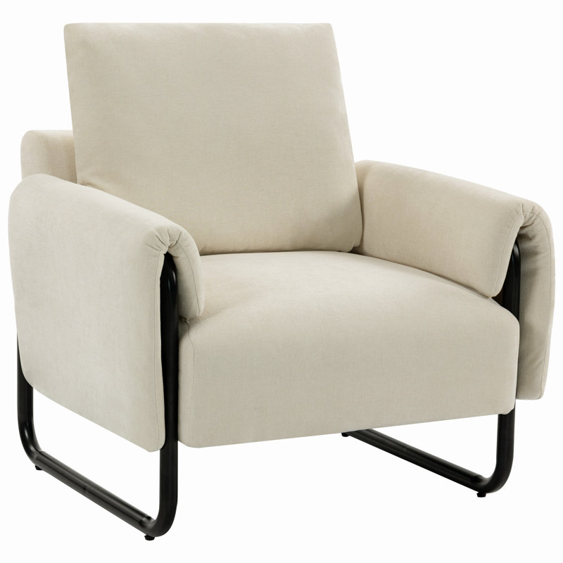 Chaise d'appoint rembourrée en tissu chenille, Beige