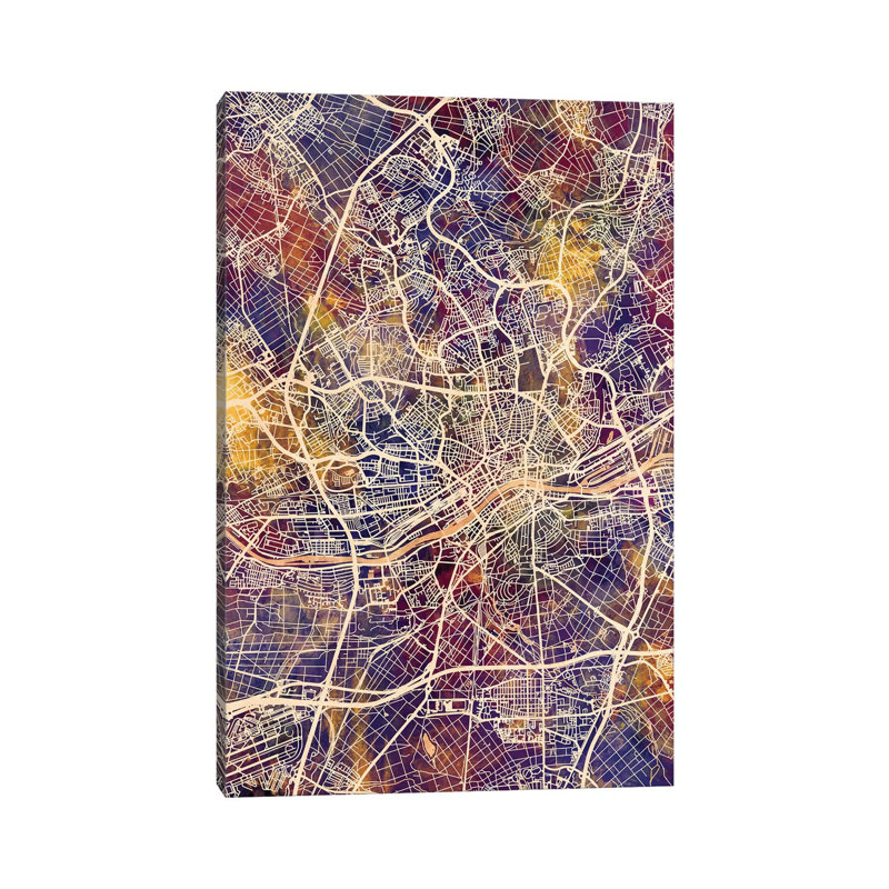 Frankfurt Germany City Map II by Michael Tompsett - Wrapped Canvas Gallery-Wrapped Canvas Giclée, 20.32 cm H x 30.48 cm W