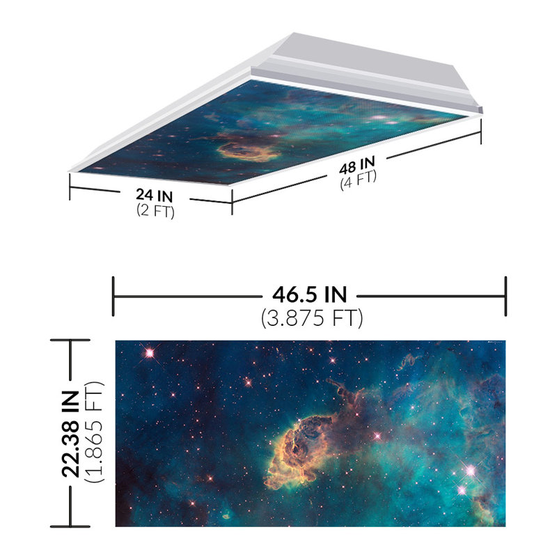 Couvertures de luminaire fluorescent astronomiques pour plafonniers - pour luminaire 2x4 - par Octo Lights