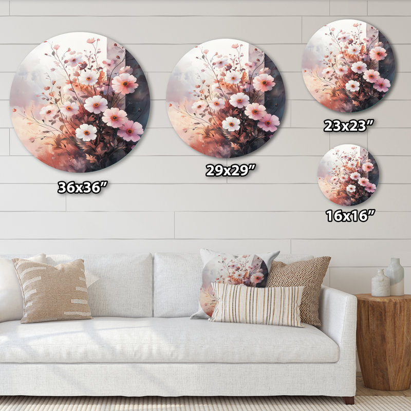 Art mural rond rose en métal Marigold Glow II - Marigold, H 16 po x l 16 po